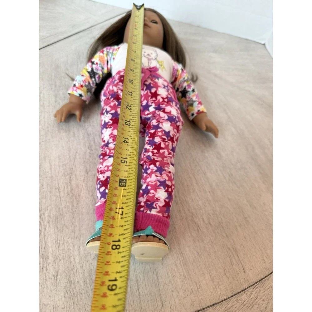 American Girl Truly Me 59 Doll 18” Brown Hair Eyes in Coconut the pup PJs Set